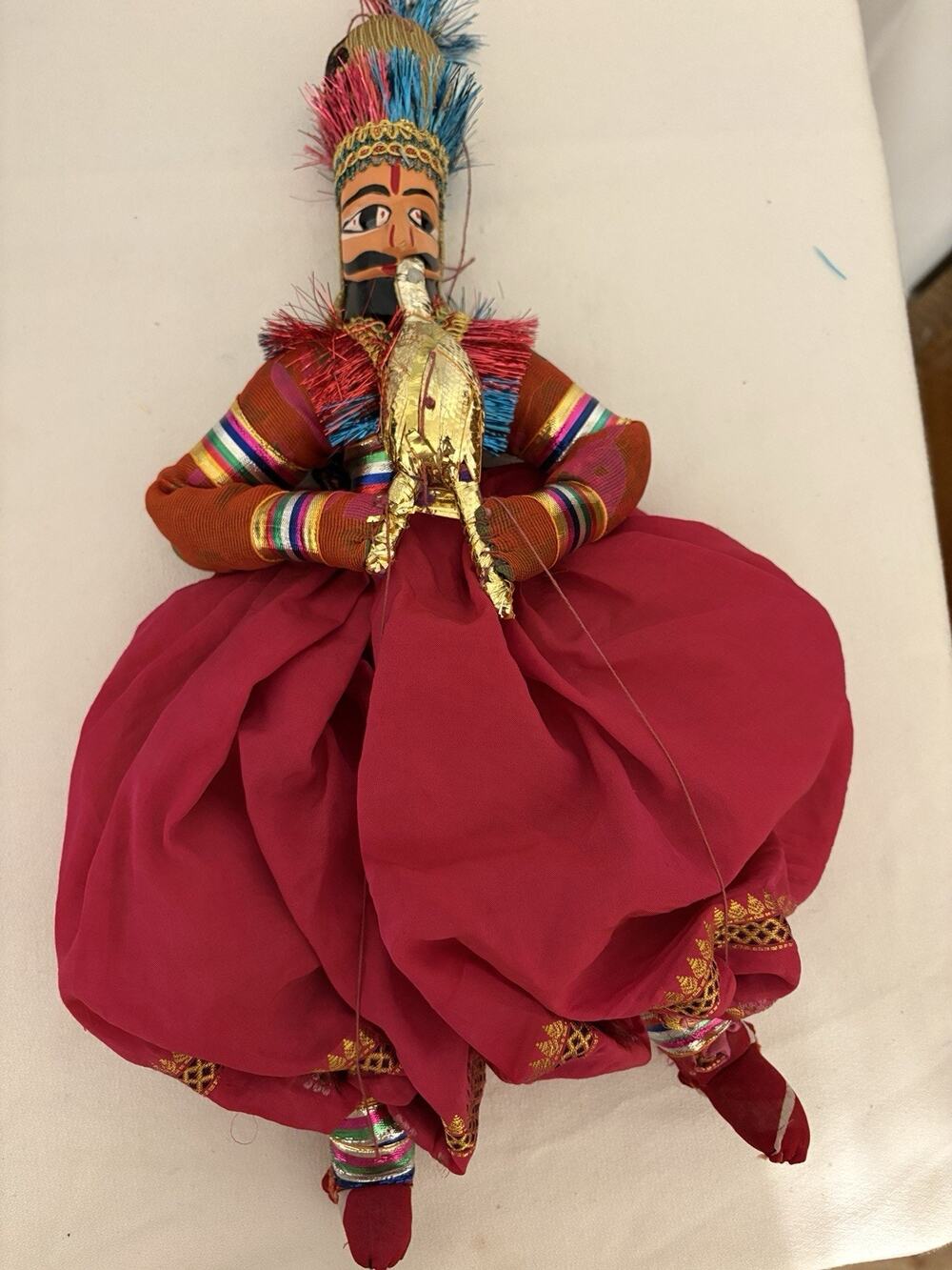 Rajasthani Handmade String Puppet Doll Marionettes Hand Painted Face Snake Charm